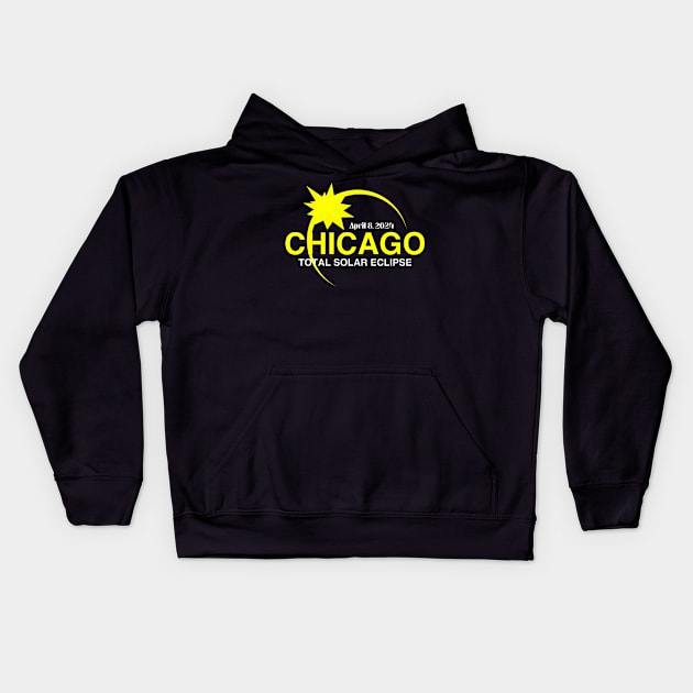 Chicago Total Solar Eclipes 2024 Kids Hoodie by sfcubed